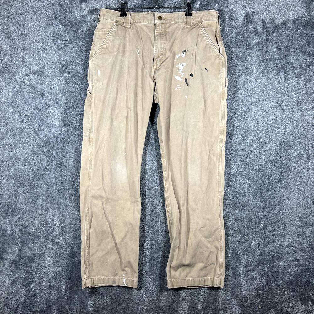 Carhartt Pants Mens 36x30 Beige Carpenter Canvas Relaxed Workwear Pockets